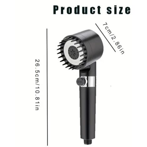 Pommeau de douche à main avec fonction pression, 3 intensités de jet réglables, pommeau de douche massant rond, accessoire de salle de bain (1/5)