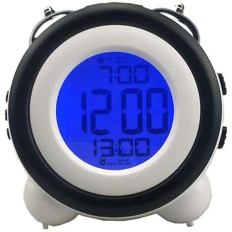 Réveil intelligent, lampe de chevet double cloche en métal, veilleuse avec capteur intelligent, réveil électronique, réveil lumineux pour enfants (Noir) (1/5)