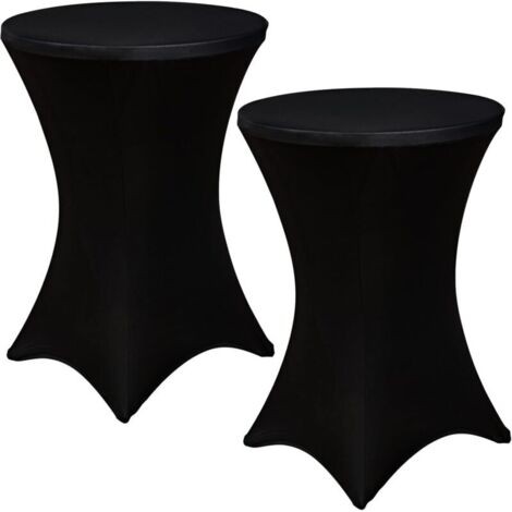 Lot de 2 nappes extensibles en élasthanne pour cocktail, mariage, fête (noir, 61 x 109 cm)