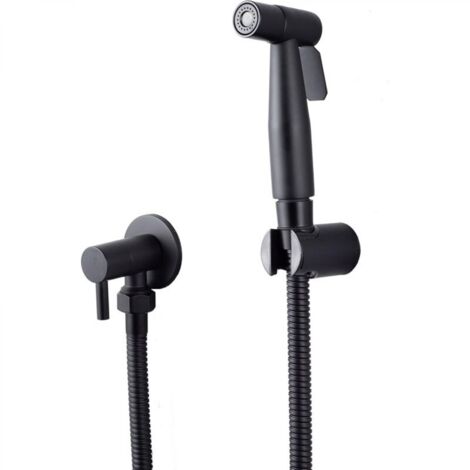 Pulvérisateur de bidet en acier inoxydable, kit de pulvérisateur de bidet, pulvérisateur de toilette pour pulvérisateur de robinet (noir) (1/5)