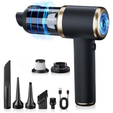 Aspirateur de voiture sans fil, aspirateur à main haute puissance et dépoussiéreur, mini souffleur portable avec batterie et plusieurs buses pour voiture, maison (1/4)