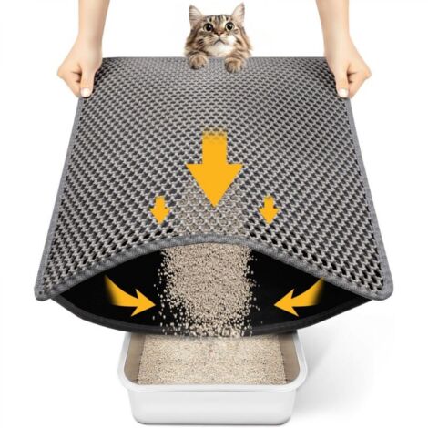 Tapis de litière pour chat, nouveau format 60 x 40 cm, pour petits espaces, couche arrière ultra-imperméable (1/4)