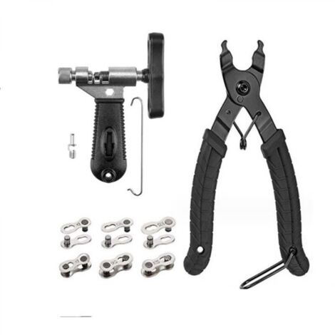 Kit de démontage de chaîne de vélo : 1 paire de pinces, 1 coupe-chaîne, 3 paires de chaînes de VTT à scratch. (1/5)