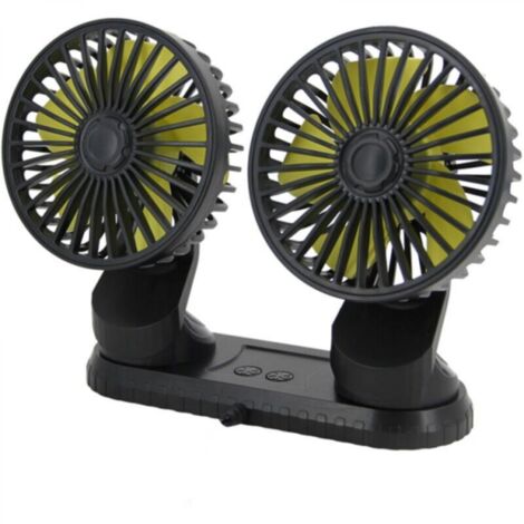 Ventilateur de voiture d'été 10W, alimenté par USB, multi-angle rotatif, double tête, 3 vitesses, ABS, accessoires de refroidissement de voiture (1/4)
