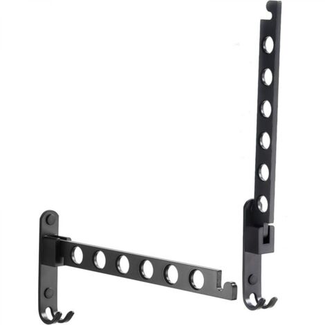 Cintre mural rétractable et pliable, support de rangement pour vêtements, cintre à linge, support de séchage robuste, crochets à vêtements en métal (noir mat, lot de deux) (1/5)