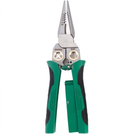 Pince à dénuder verte, 20,262 cm, 1 pièce, antidérapante, pince à dénuder multifonctionnelle avec testeur de tension, pince d'électricien. (1/5)