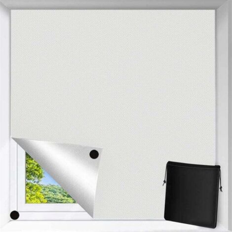 Rideaux occultants pour chambre à coucher, stores occultants temporaires pour fenêtres, stores occultants portables avec boucle et crochet, pour chambre de bébé, voyage, camping-car, blanc, 145 cm l x (1/5)