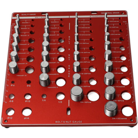 Jeffergarden Jauge de filetage pour alliage d'aluminium, 8 trous de foret, 15 métriques, 19 standard, testeur d'écrous et de boulons (1/2)