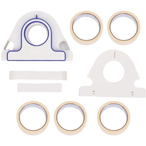 Jeffergarden Kit applicateur de ruban de masquage pour peintre, comprenant un distributeur et 5 rouleaux de ruban blanc de 25 mm pour la décoration. (1/5)
