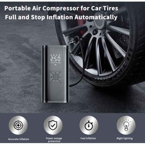 Jeffergarden Pompe à air portable multifonctionnelle 120 W, gonfleur numérique rapide pour pneus de voiture avec éclairage LED (1/5)