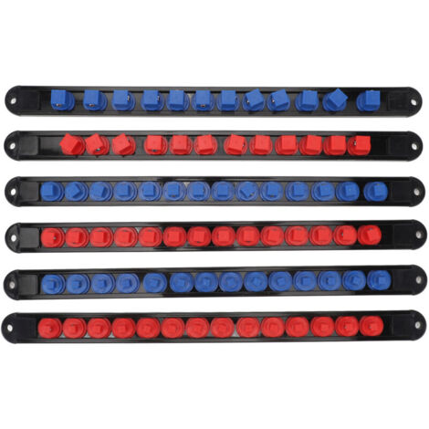 Jeffergarden Organisateur de douilles 6 pièces, pivotant à 360°, embout amovible, 28 clips 1/4 pouce, 24 supports de clips 3/8 et 1/2 pouce (1/5)