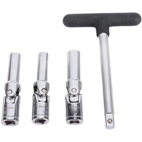 Jeffergarden Jeu d'outils de prise de bougie de préchauffage, barre Dr T 3/8 pouces 8mm 10mm 12mm, retrait cassé pour la réparation automobile (1/5)