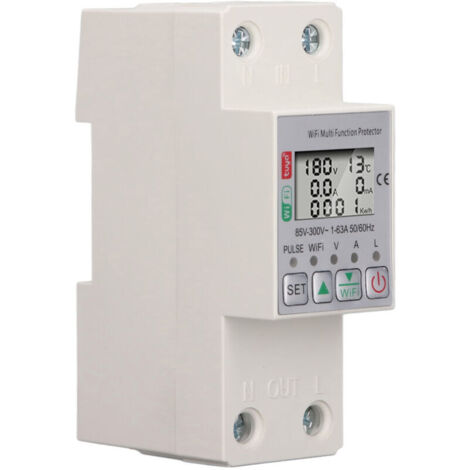 Jeffergarden Commutateur de compteur d'énergie intelligent WiFi pour protecteur multifonctionnel de disjoncteur d'énergie Tuya avec mesure AC85‑300V 63A (1/5)