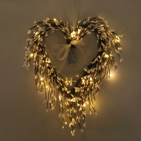 Jeffergarden Couronne de cur pour la saint-valentin, avec brindilles et lumière, pour salon, mur, escalier, porte, décoration (1/5)