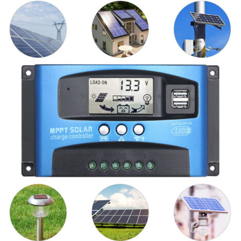 12V 24V 48V 10A 30A 60A 100A Contrôleur de charge solaire MPPT avec écran LCD
