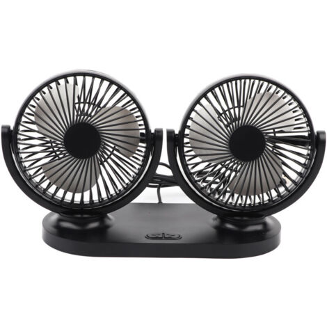 Jeffergarden Ventilateur de voiture double tête USB, climatiseur portable, refroidisseur automatique, ventilation 12 V, noir (1/5)