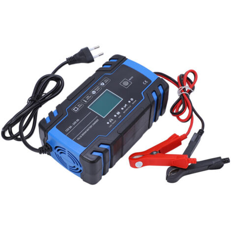 Jeffergarden Chargeur de batterie intelligent pour automobile, boîtier ABS, automatique, avec ventilateur de refroidissement, pour batteries AGM, prise UE 100-240 V CA (1/5)