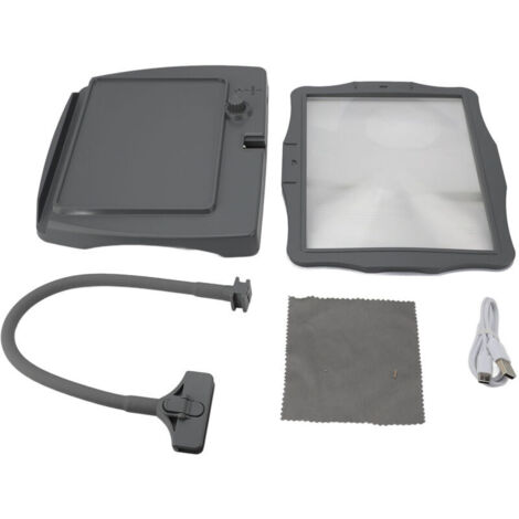 Jeffergarden Loupe 3 en 1 avec support, lampe LED intégrée, utilisable à la main ou sur table, pour la lecture et l'observation (grise) (1/2)