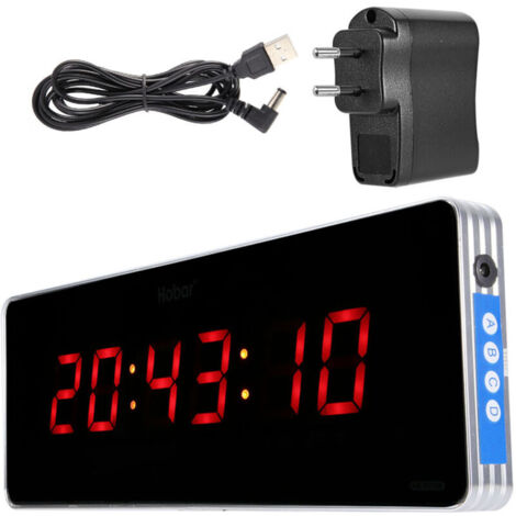 Jeffergarden Horloge murale numérique LED en alliage d'aluminium pour bureau ou chambre (heure + minute + seconde) (1/5)