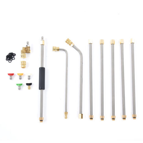 Jeffergarden Ensemble d'accessoires pour pistolet pulvérisateur à perche d'extension pour nettoyeur haute pression, adapté au nettoyage (1/5)