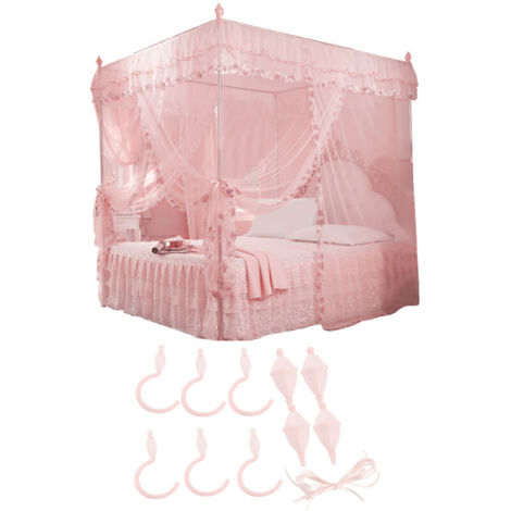 Jeffergarden Moustiquaire de lit à baldaquin Luxury Princess à 3 ouvertures latérales (Rose M) (1/5)
