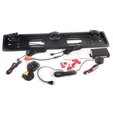 Jeffergarden Cadre de plaque d'immatriculation européen avec caméra de recul 12 LED, capteur de stationnement et accessoires auto (1/5)