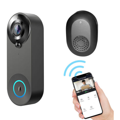 Jeffergarden Sonnette Connectée sans fil Caméra WiFi, Doorbell Extérieure Étanche avec Carillon 2,4 GHz, Alertes de Détection Humaine, Grand Angle 146°, Audio Bidirectionnel, Video Doorbell WiFi (1/5)