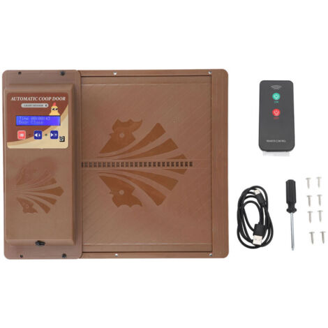 Jeffergarden Porte de poulet USB USB automatique 3 en 1 Capteur lumineux Télécommande Tiration de distribution Horizontal Openter Brown (1/5)