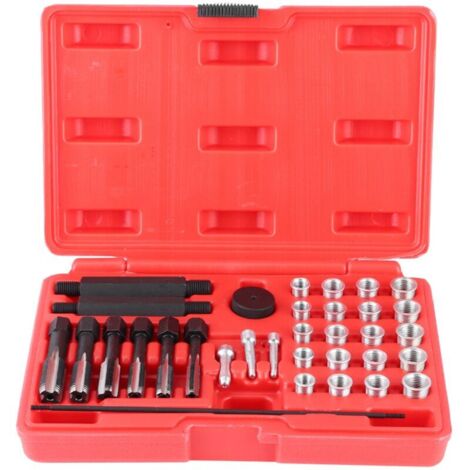 Kit de réparation de filetage pour bougies de préchauffage 33 pièces, taraud, guide-vis, outil d'insertion de filetage (1/5)