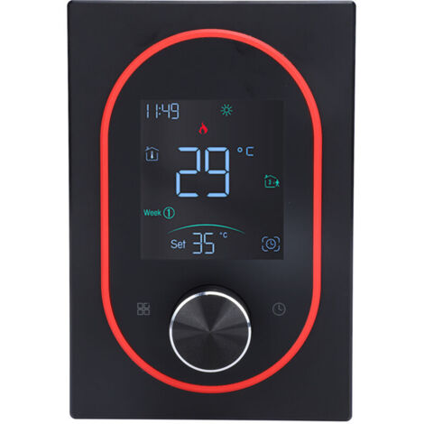 Jeffergarden Chauffage électrique intelligent avec écran tactile LCD couleur programmable et application dédiée, pour la maison, l'hôtel, le bureau, 95 V à 240 V CA, noir, modèle standard (1/5)