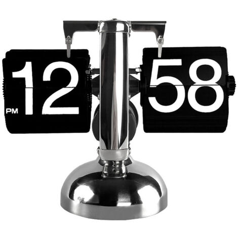 Jeffergarden Horloge numérique à bascule rétro minimaliste simple pied mécanique horloge à bascule automatique horloge de bureau pour la maison salon noir (1/5)
