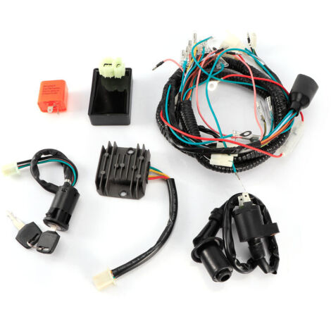 Jeffergarden 1 Kit de faisceau de cblage électrique Buzzer interrupteur d'allumage clés bobine CDI unité carénage adapté pour Honda CG125CC 150CC (1/5)