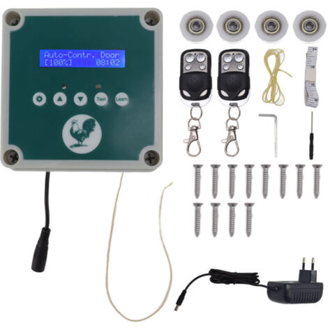 Jeffergarden – Contrôleur automatique de porte de poulailler IP44 – Télécommande avec capteur de lumière – 100 à 240 V – Matériau ABS – Autonomie 1 an (1/5)