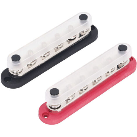 Jeffergarden Lot de 2 borniers de distribution électrique M8 300 A 12-48 V en laiton et acier inoxydable pour voiture, bateau ou marine. (1/5)