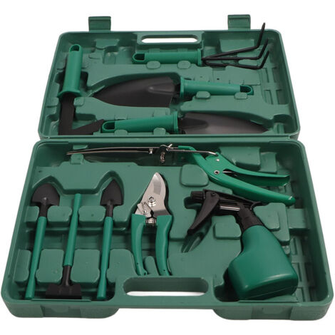 Jeffergarden Outils de jardinage, poignée en plastique et métal solide, Kit d'outils de jardin ergonomique avec étui pour l'aménagement paysager extérieur de la maison 10 pièces (1/5)