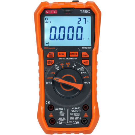 Jeffergarden Multimètre numérique professionnel NJTY T58C 9999 counts, Mesure tension AC/DC, capacitance, Outils d'électricien (1/5)