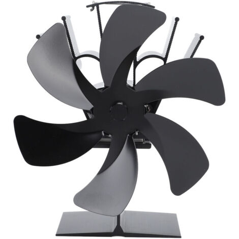Jeffergarden Ventilateur vertical pour poêle, 6 pales, à chaleur thermique, circulation d'air rapide, poignée de réglage, noir (1/5)