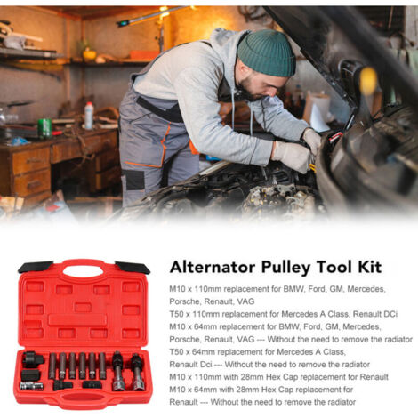 Jeffergarden Kit d'outils pour poulie d'alternateur 13 pièces, extracteur de volant moteur, kit de douilles d'insertion automatique avec boîte de rangement (1/5)