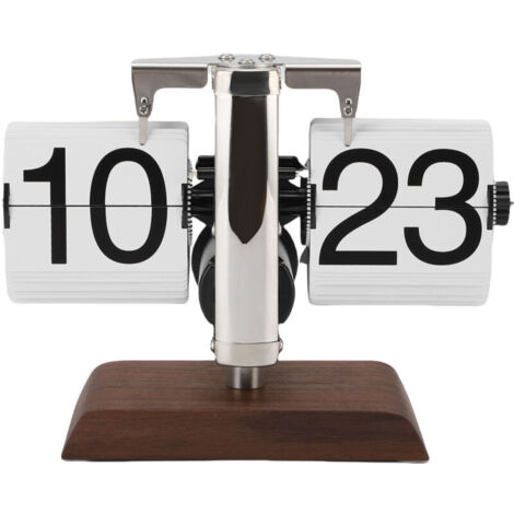 Jeffergarden Horloge de bureau à rabat, Vintage, grand nombre, 24 heures, descente automatique, mécanique, pour la maison, salon, décoration, blanc (1/5)