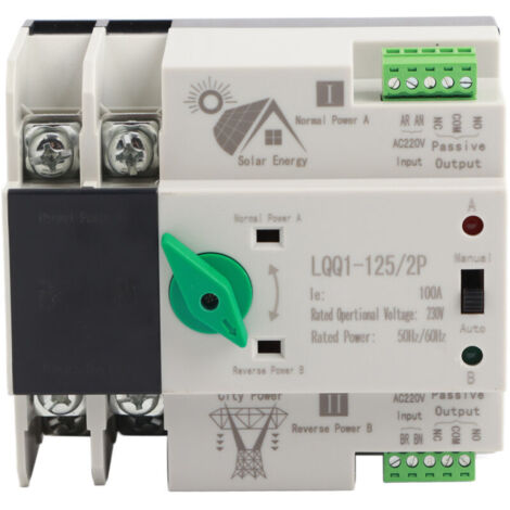Jeffergarden Commutateur de transfert automatique double alimentation 2P, contrôleur rapide de circuit en millisecondes, AC230V 100A, photovoltaïque domestique (1/5)