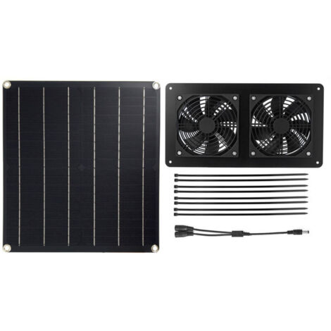 Jeffergarden Ventilateur pour cages d'animaux, panneau solaire haute efficacité 2 x 3 W, 12 V CC, câble marche/arrêt de 3 mètres, 15 W, 2FAN12 (1/5)