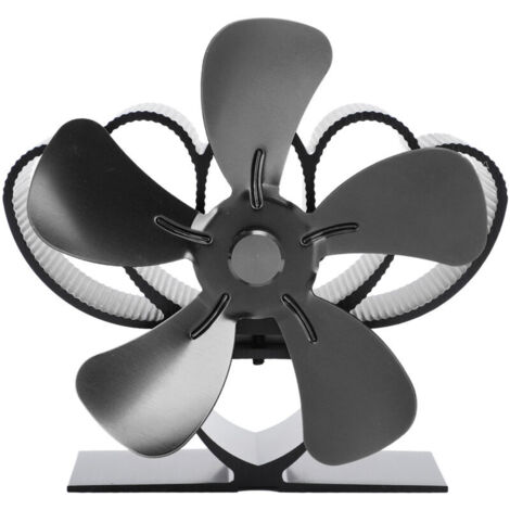 Jeffergarden Ventilateur de poêle à chaleur en alliage d'aluminium, bois durable à faible bruit pour cheminée à bûches noir (1/5)