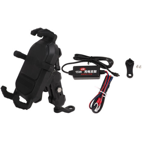 Jeffergarden Support de téléphone moto 2 en 1 avec rotation à 720° et chargeur sans fil 15 W résistant à la pluie pour téléphones de 3,5 à 6,5 pouces (1/5)