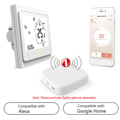 Jeffergarden Thermostat intelligent Tuya ZigBee 3.0 5A, programmable à la semaine, application de contrôle vocal, compatible avec Alexa / Home for Water, chauffage au sol, bureaux, villas (1/5)