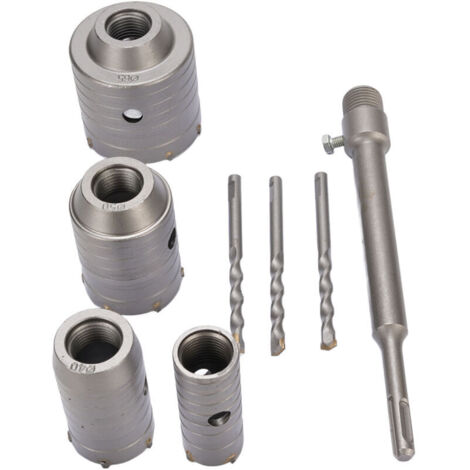 Jeffergarden Kit de 5 scies cloches à béton (tiges de 30 mm, 40 mm, 50 mm et 65 mm) pour murs, ciment, maçonnerie, pierre et brique. (1/5)
