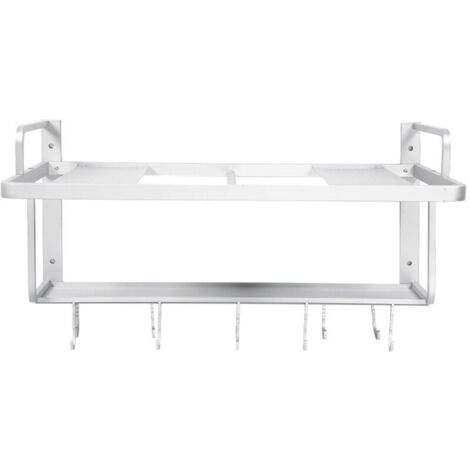 Jeffergarden Support suspendu double couche en aluminium spatial pour four à micro-ondes, étagère de rangement de cuisine (1/5)