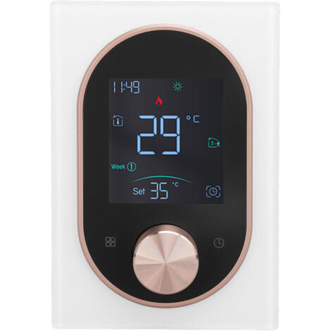 Jeffergarden Thermostat couleur intelligent LCD bouton programmable de contrôle écran tactile chauffage électrique avec application pour maison hôtel bureau AC 95 V à 240 V blanc, Tuya (1/5)