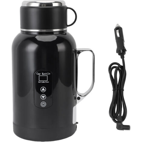 Jeffergarden Bouilloire électrique de voiture 1300 ml en acier inoxydable 304, idéale pour les voyages, avec affichage LED de la température pour café, thé et lait. (1/5)
