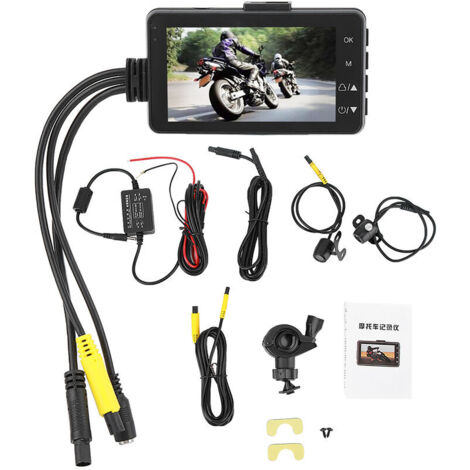 Jeffergarden Système de caméra d'enregistrement de Moto, caméra de Tableau de Bord à Double Objectif 1080P/480P, IP68 étanche, enregistreur de Conduite vidéo, écran LCD 3 Pouces (1/5)