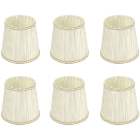Jeffergarden Lot de 6 abat-jour en tissu beige pour lustres et appliques murales E14 (1/5)